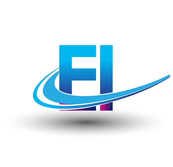 頭文字のEi型ロゴタイプ社名は青とマゼンタ スウッシュ デザイン ビジネスと会社のアイデンティティのためのベクトルロゴ — ストックベクタ