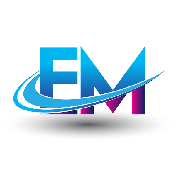 Letra Inicial Logotipo Nome Empresa Colorido Azul Magenta Design Swoosh — Vetor de Stock