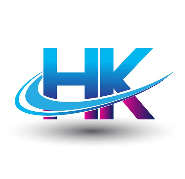 首字母Hk标志型公司的名称是彩色蓝色和洋红色的Swoosh设计 企业和公司标识的矢量标识 — 图库矢量图片