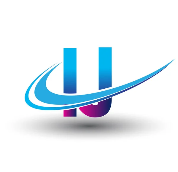 Litera Inițială Numele Companiei Logotip Albastru Colorat Magenta Swoosh Design — Vector de stoc