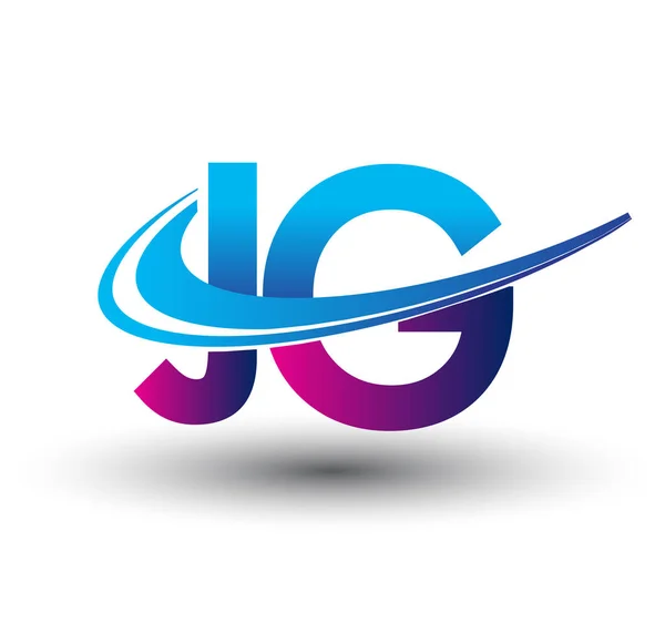 Начальная Буква Логотип Компании Название Цветной Синий Пурпурный Дизайн Swoosh — стоковый вектор