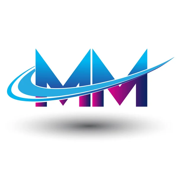 Letra Inicial Nome Empresa Logotipo Colorido Design Azul Magenta Swoosh — Vetor de Stock