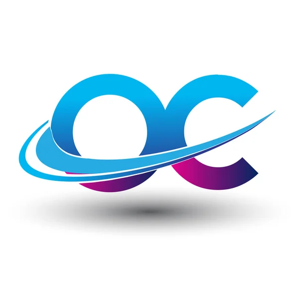 Počáteční Písmeno Logotyp Název Společnosti Barevné Modré Fialové Swoosh Design — Stockový vektor