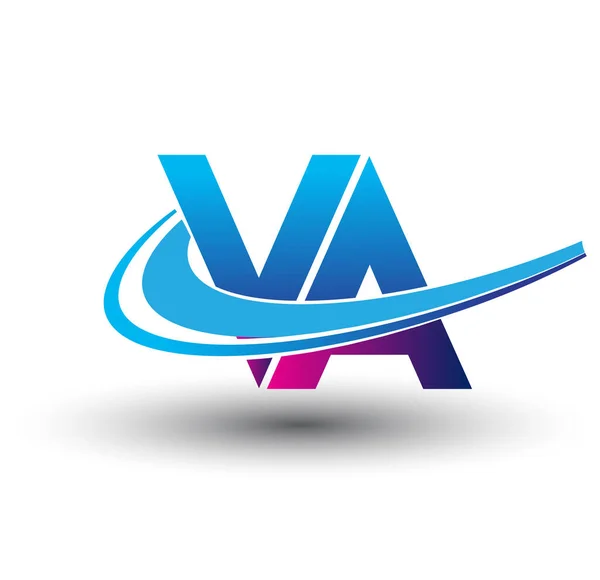Letra Inicial Nome Empresa Logotipo Colorido Azul Magenta Design Swoosh — Vetor de Stock