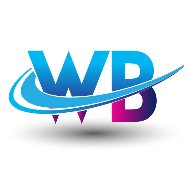 Начальная Буква Логотип Компании Название Цветной Синий Пурпурный Swoosh Дизайн — стоковый вектор