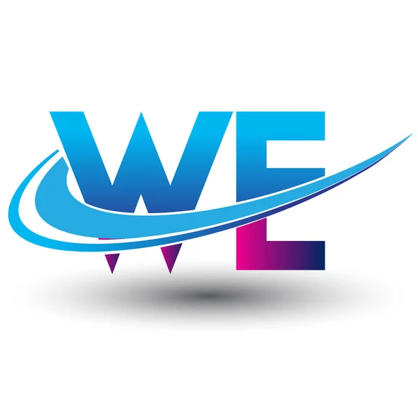 Начальная Буква Логотип Название Компании Цветной Синий Пурпурный Swoosh Дизайн — стоковый вектор