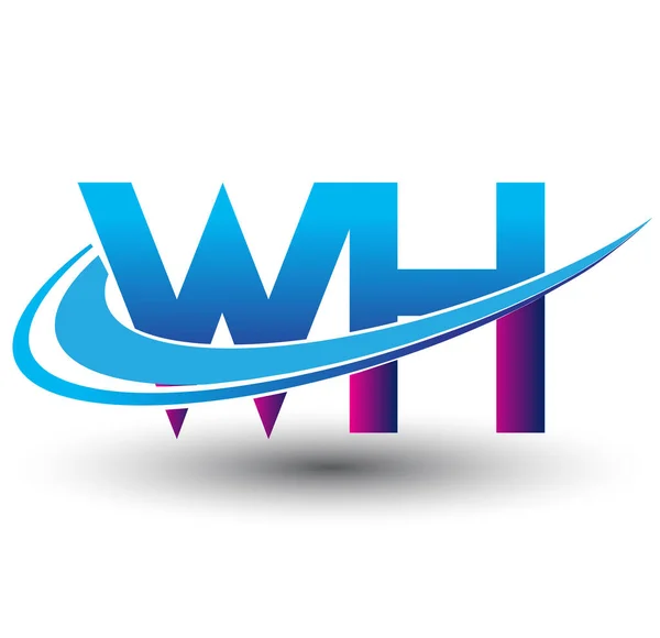 Начальная Буква Логотип Компании Название Цветной Синий Пурпурный Дизайн Swoosh — стоковый вектор