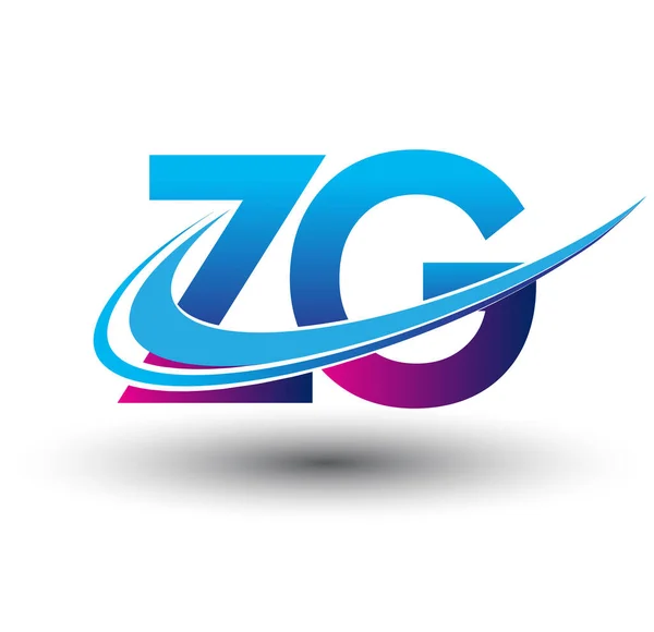 頭文字のZgロゴの会社名は青とマゼンタ スウッシュ デザイン ビジネスと会社のアイデンティティのためのベクトルロゴ — ストックベクタ