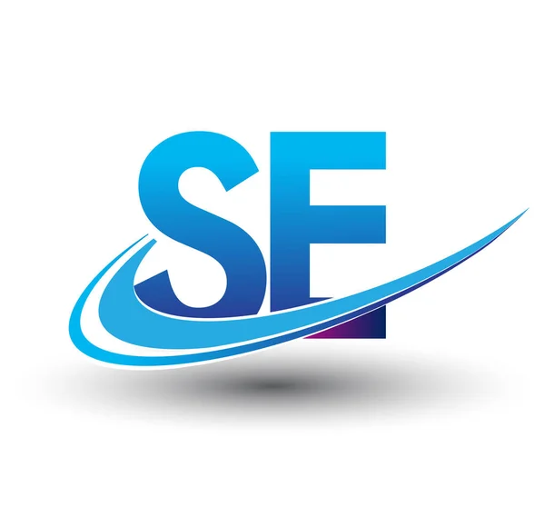 Początkowa Litera Logotyp Nazwa Firmy Kolorowe Niebieskie Magenta Swoosh Design — Wektor stockowy