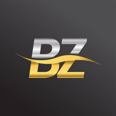İlk harf logosu BZ şirketinin adı altın ve gümüş rengi Swoosh tasarımı. İş ve şirket kimliği için vektör logosu.