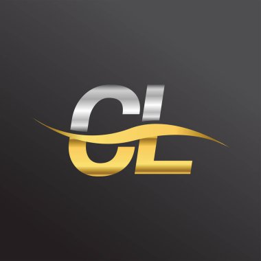 İlk harf logosu CL şirketinin adı altın ve gümüş rengi Swoosh tasarımı. İş ve şirket kimliği için vektör logosu.