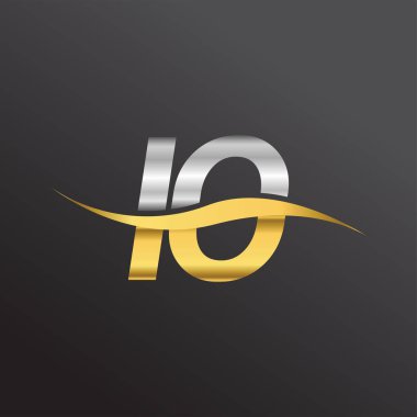 İlk harf logosu IO şirketinin adı Altın ve Gümüş rengi Swoosh tasarımı. İş ve şirket kimliği için vektör logosu.