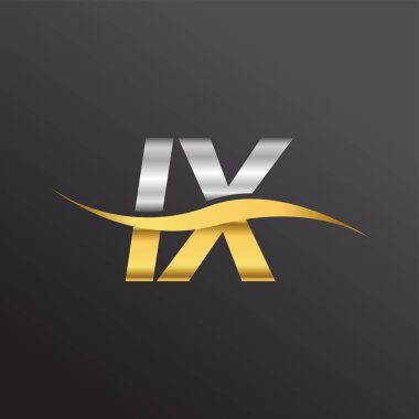 İlk harf logosu IX şirketinin adı Altın ve Gümüş rengi Swoosh tasarımı. İş ve şirket kimliği için vektör logosu.
