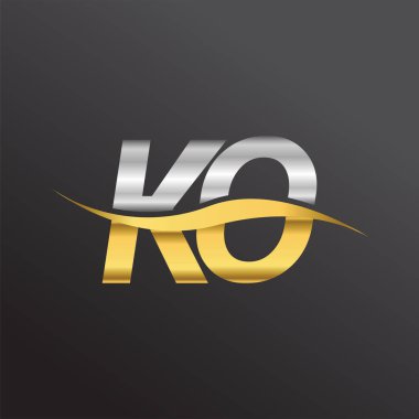 İlk harf logo nakavt şirketi adı altın ve gümüş rengi swoosh tasarımı. İş ve şirket kimliği için vektör logosu.