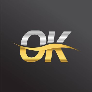 İlk harf tamam şirket adı altın ve gümüş rengi Swoosh tasarımı. İş ve şirket kimliği için vektör logosu.