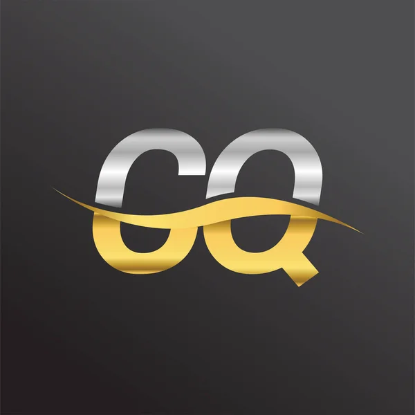 Lettera Iniziale Logo Nome Della Società Oro Argento Design Swoosh — Vettoriale Stock