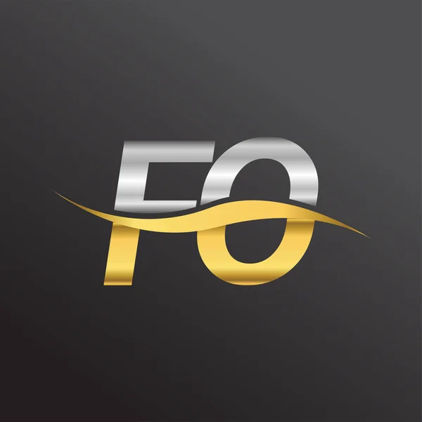 Початковий Логотип Компанії Назвою Золото Срібний Колір Векторний Логотип Бізнесу — стоковий вектор