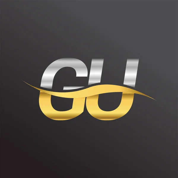 Початковий Літерний Логотип Компанії Назва Золота Срібного Кольору Дизайн Липучок — стоковий вектор