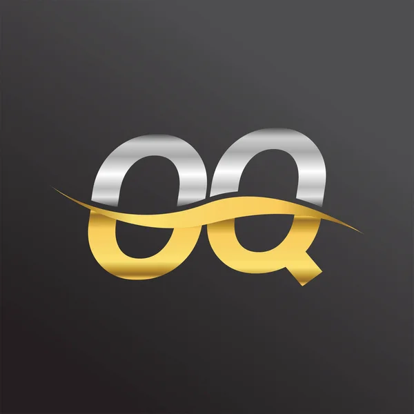 Lettera Iniziale Logo Nome Della Società Oro Argento Design Swoosh — Vettoriale Stock