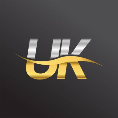 İlk harf logosu İngiliz şirketinin adı Altın ve Gümüş rengi Swoosh tasarımı. İş ve şirket kimliği için vektör logosu.