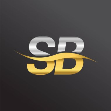 İlk harf logosu SB şirketinin adı altın ve gümüş rengi Swoosh tasarımı. İş ve şirket kimliği için vektör logosu.