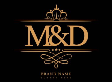 MD İlk logo, Amperand İlk logo altın kaplama ve klasik desenli.