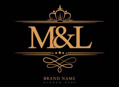 ML İlk logo, Amperand ilk logo altın kaplama ve klasik desenli.