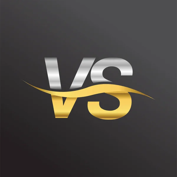 문자로고 이름은 금색과 은색의스푸 디자인이었다 비즈니스 정체성을 Vector Logotype — 스톡 벡터