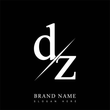 Şirketin adı olan siyah-beyaz renk ve / renk tasarımı için DZ harfleri. İş ve şirket kimliği için vektör logosu.