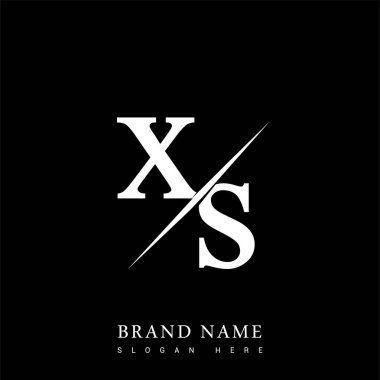 Şirket adı siyah ve beyaz renk ve / renk tasarımı için ilk harf XS. İş ve şirket kimliği için vektör logosu.