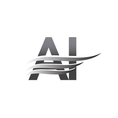 Initial AI wing logo, grey color vector logotype, logo for company name business and company identity.