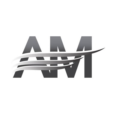 Initial AM wing logo, grey color vector logotype, logo for company name business and company identity.