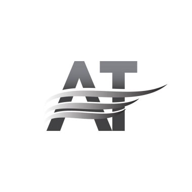 Initial AT wing logo, grey color vector logotype, logo for company name business and company identity.