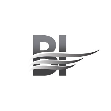 Initial BI wing logo, grey color vector logotype, logo for company name business and company identity.