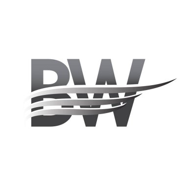 Initial BW wing logo, grey color vector logotype, logo for company name business and company identity.