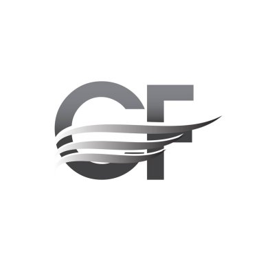 Initial CF wing logo, grey color vector logotype, logo for company name business and company identity.