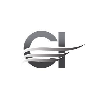 Initial CI wing logo, grey color vector logotype, logo for company name business and company identity.
