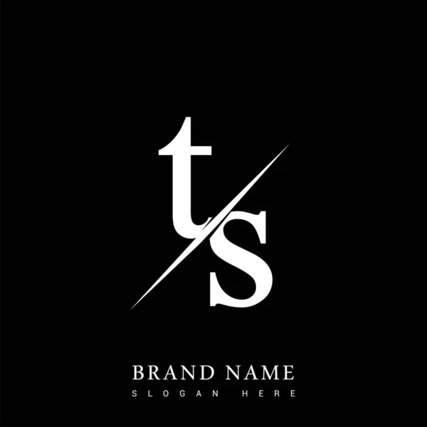Initial Logo Letter Company Name Black White Color Slash Design — Stock Vector