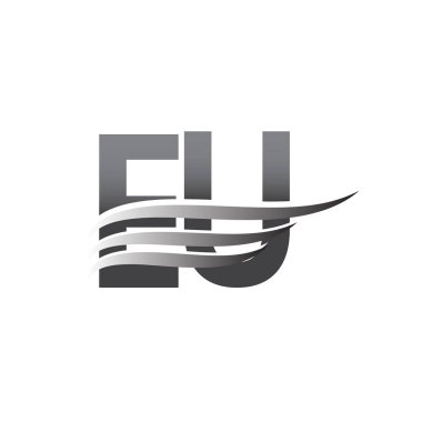 Initial EU wing logo, grey color vector logotype, logo for company name business and company identity.