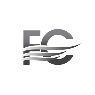 Initial FC wing logo, grey color vector logotype, logo for company name business and company identity.
