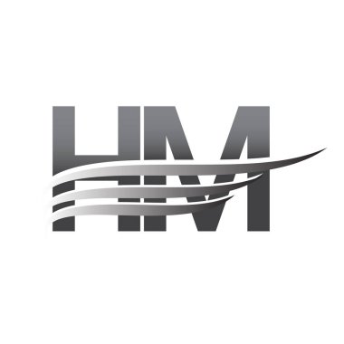 Initial HM wing logo, grey color vector logotype, logo for company name business and company identity.