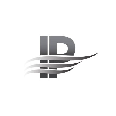 Initial IP wing logo, grey color vector logotype, logo for company name business and company identity.