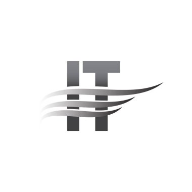 Initial IT wing logo, grey color vector logotype, logo for company name business and company identity.