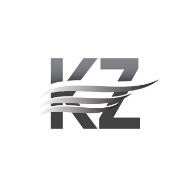 Initial KZ wing logo, grey color vector logotype, logo for company name business and company identity.