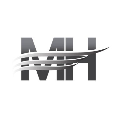 Initial MH wing logo, grey color vector logotype, logo for company name business and company identity.