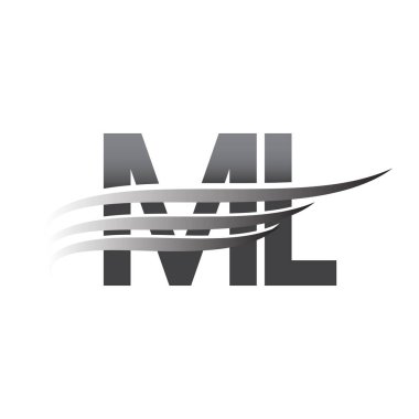 Initial ML wing logo, grey color vector logotype, logo for company name business and company identity.