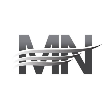 Initial MN wing logo, grey color vector logotype, logo for company name business and company identity.