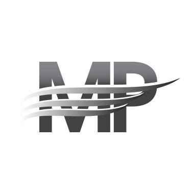 Initial MP wing logo, grey color vector logotype, logo for company name business and company identity.