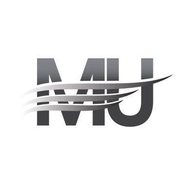 Initial MU wing logo, grey color vector logotype, logo for company name business and company identity.