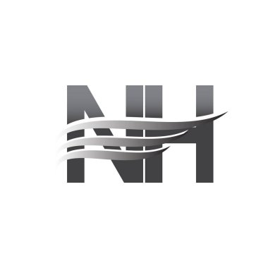 Initial NH wing logo, grey color vector logotype, logo for company name business and company identity.